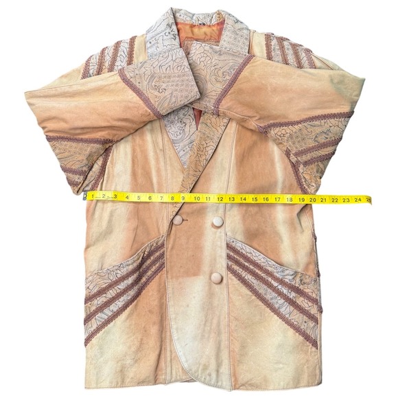 Vintage Suzie's‎ Fashion Genuine Leather Western Jacket Tooled Panels Brown M - Picture 9 of 10
